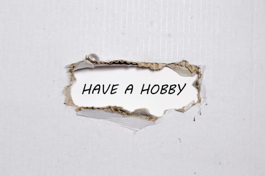 The word have a hobby appearing behind torn paper