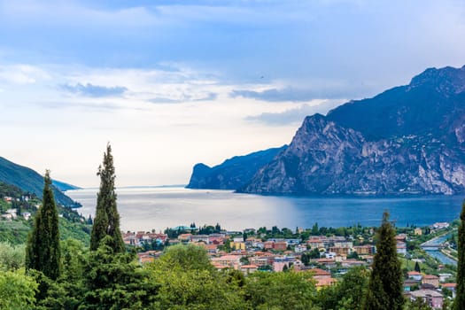 View of Riva Del Garda and Lake Garda, Lombardy, Italy
