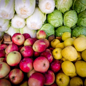 Fruits and vegetables at a farmers market