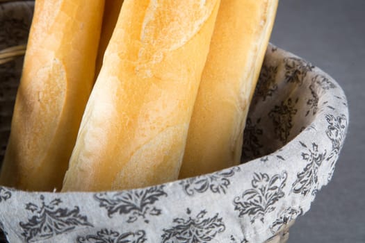 Basket with French Breads (baguettes)
