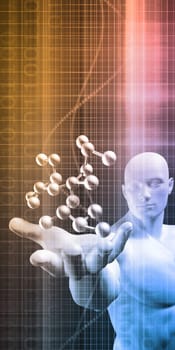 Science Technology with Human and Floating Molecule Structure
