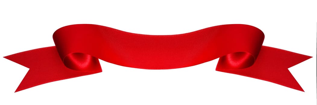 Red satin ribbon isolated on white