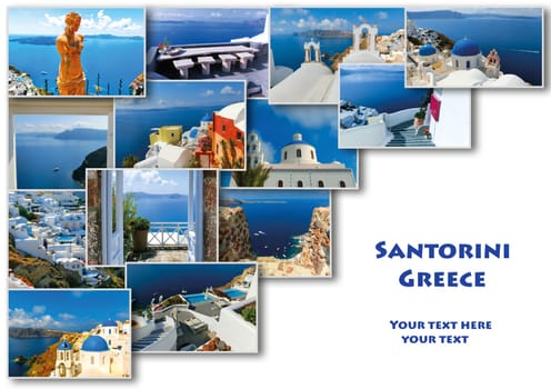 Traditional architecture of Oia village on Santorini island, Greece. Collage