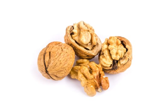 Walnut,close-up of the nut on a white background