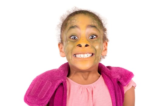 Girl with face-paint isolated in white background