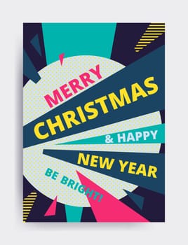 Merry christmas New Year design, eye catching banner template. Bright colorful vector illustrations for greeting card, posters, print, mobile phoned designs, ads, promotional material Yellow Pink Blue