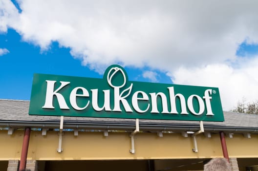 LISSE, NETHERLANDS - APRIL 17, 2016: Entrance sign of the famous Keukenhof tulip garden in the netherlands