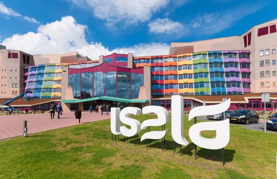 ZWOLLE, NETHERLANDS - APRIL 4, 2016: Colorful entrance of the Isala hospital. It is the largest non academic hospital in the netherlands with over 1,100 beds