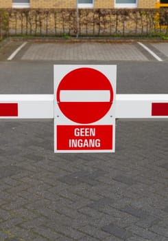red with white no entry sign in dutch language geen ingang