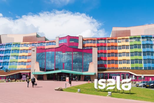 ZWOLLE, NETHERLANDS - APRIL 4, 2016: Colorful entrance of the Isala hospital. It is the largest non academic hospital in the netherlands with over 1,100 beds