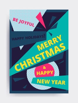 Merry christmas New Year design, eye catching banner template. Bright colorful vector illustrations for greeting card, posters, print, mobile phoned designs, ads, promotional material Yellow Pink Blue