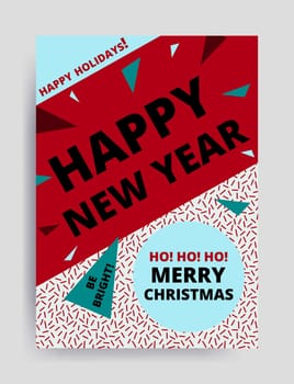 Merry christmas New Year design, eye catching banner template. Bright colorful vector illustrations for greeting card, posters, print, mobile phoned designs, ads, promotional material Yellow Pink Blue