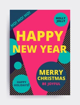 Merry christmas New Year design, eye catching banner template. Bright colorful vector illustrations for greeting card, posters, print, mobile phoned designs, ads, promotional material Yellow Pink Blue