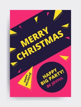 Merry christmas New Year design, eye catching banner template. Bright colorful vector illustrations for greeting card, posters, print, mobile phoned designs, ads, promotional material Yellow Pink Blue