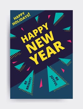 Merry christmas New Year design, eye catching banner template. Bright colorful vector illustrations for greeting card, posters, print, mobile phoned designs, ads, promotional material Yellow Pink Blue