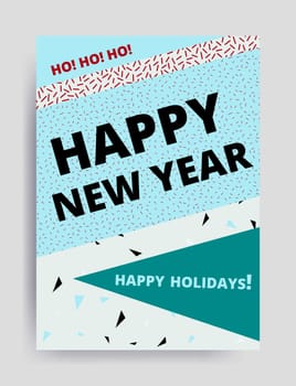 Merry christmas New Year design, eye catching banner template. Bright colorful vector illustrations for greeting card, posters, print, mobile phoned designs, ads, promotional material Yellow Pink Blue