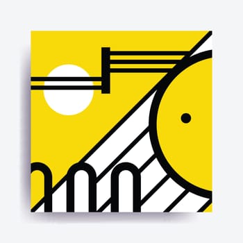 Colorful trend Neo Memphis geometric pattern juxtaposed with bright bold blocks of color zig zags, squiggles, erratic images. Design background elements composition. Magazine, leaflet, billboard