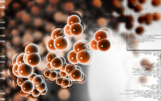 Digital illustration DNA structure in colour background