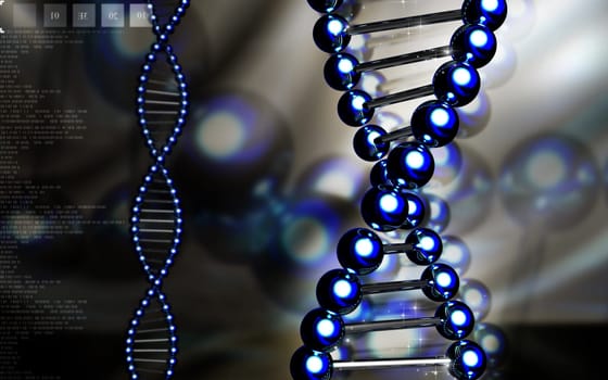 Digital illustration DNA structure in colour background