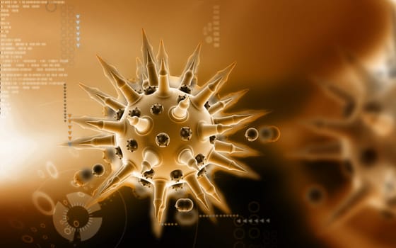 Digital illustration of Flu virus in colour background