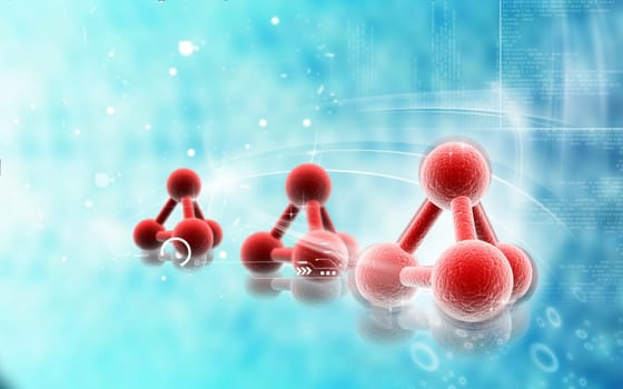Digital illustration of molecules in colour background