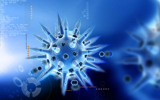 Digital illustration of Flu virus in colour background