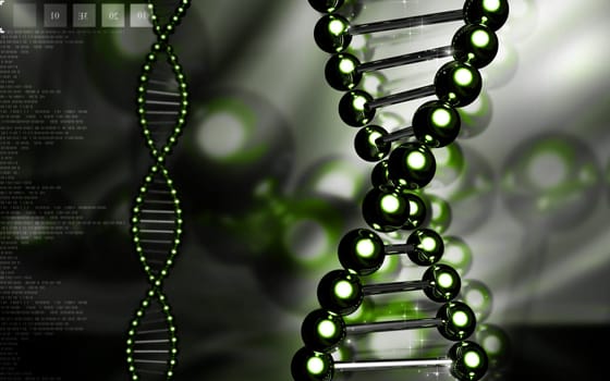 Digital illustration DNA structure in colour background