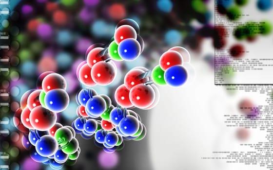 Digital illustration DNA structure in colour background
