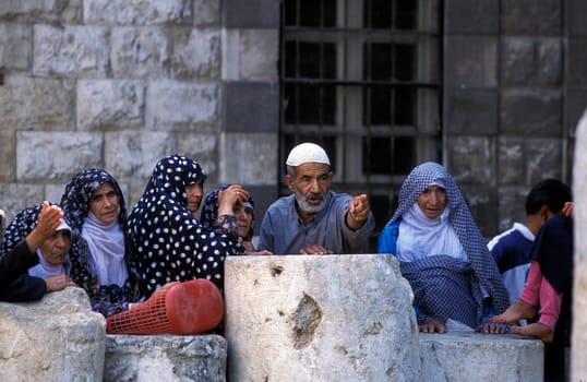 The Umayyad Mosque in the Old City of Damascus in the capital of Syria.