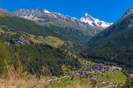 View of Les Haudéres with Dent Blanche