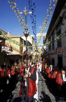 A procession in the old town in the city centre of Funchal on the flower island of Madeira,Portugal.