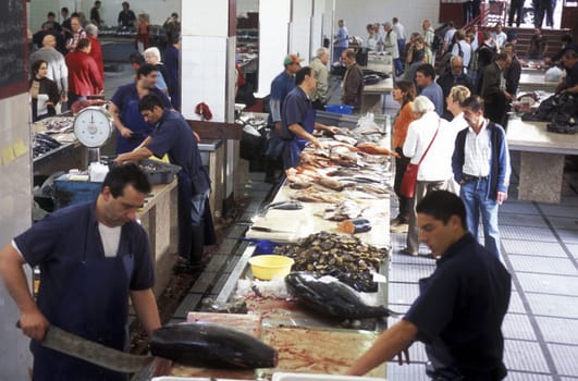 The market in the market hall in the capital Funchal on the island of Madeira in the Atlantic Ocean