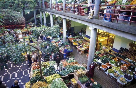 The market in the market hall in the capital Funchal on the island of Madeira in the Atlantic Ocean