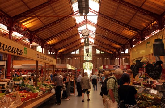 the Market Hall in the old city of Colmar in the province of Alsace in France in Europe
