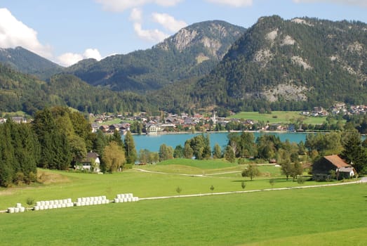 Fuschl am See red Berge Wiese Summer Holiday Bathing Lake Austria Austria Europe Europe Salzburger Land Salzburg Central Alps Alps Headquarters headquarters Europe Europe Accommodation Hotel Restaurant