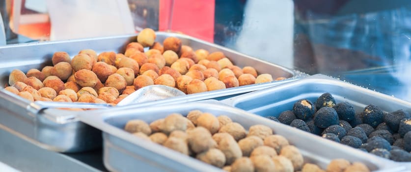 Italian food. Fried olive ascolane . Typical regional dish. Selective focus.