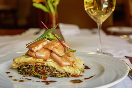 Traditional Peruvian Fish Trucha Served in a Restaurant.