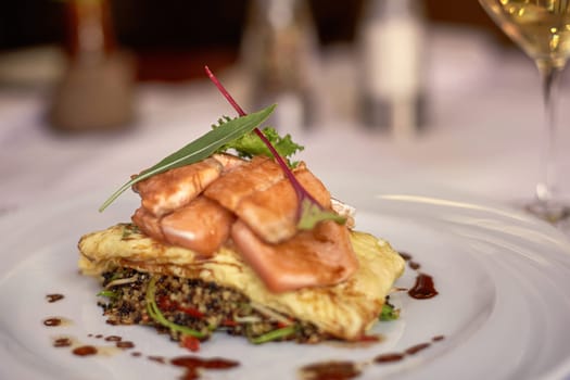 Traditional Peruvian Fish Trucha Served in a Restaurant.