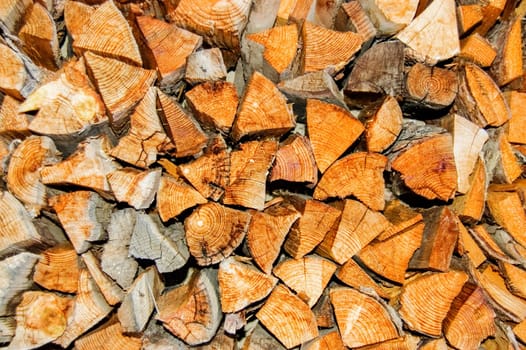 Stack of wood for fireplace