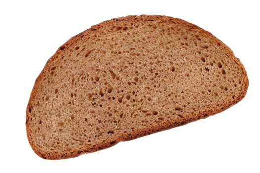 Bread slice exposed to white in top view