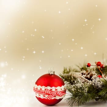 Sparkling Christmas background with baubles and decorations