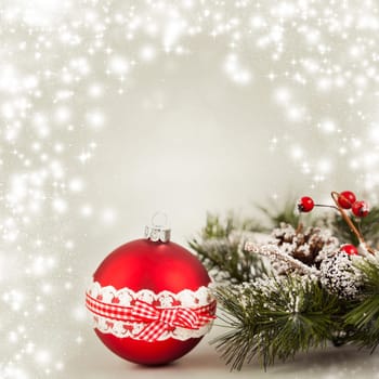 Sparkling Christmas background with baubles and decorations