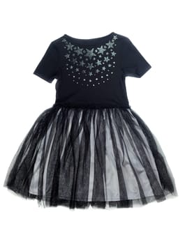 Black dress with a pattern of stars. Isolate on white background.