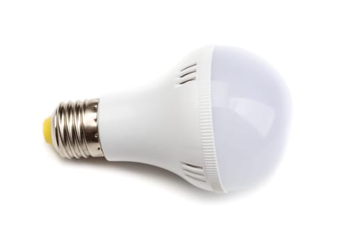 Round LED lamp (lies horizontally). Isolate on White.