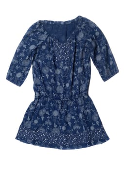 Female blue dress. Isolate on white.