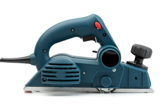 Professional electric planer, side view. Isolate on White.