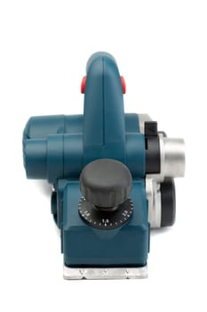 Professional electric planer, front view. Isolate on White.