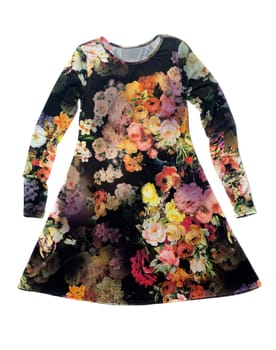 Women's dress with a floral pattern. Isolate on white background.