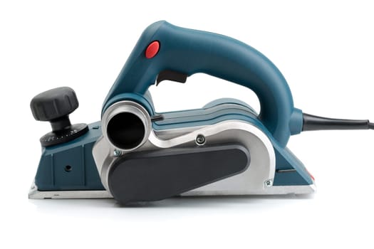 Professional electric planer, side view. Isolate on White background.