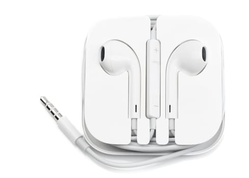 Headphones with volume control. Isolate on white background.